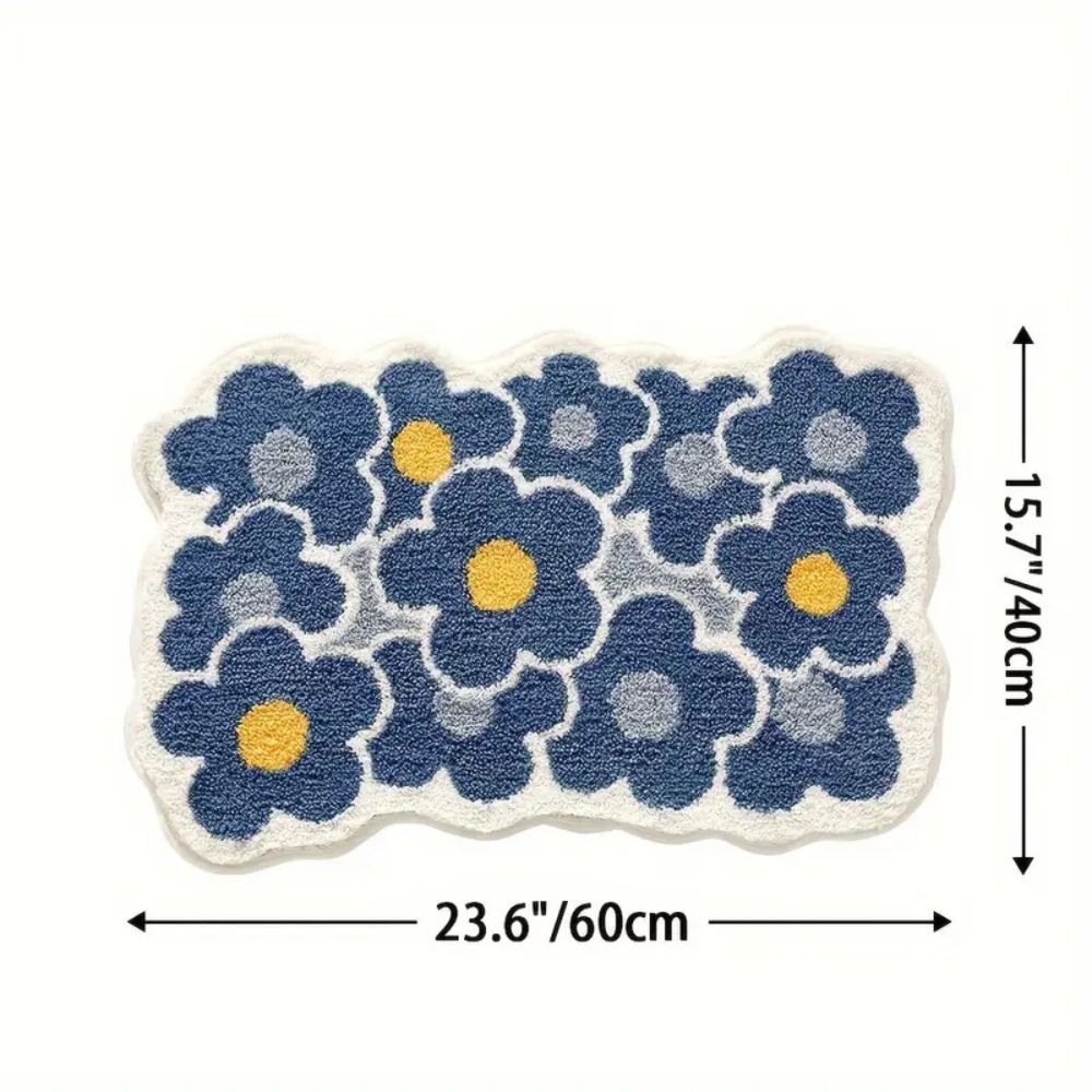 Tapis de bain touffeté absorbant fleuri
