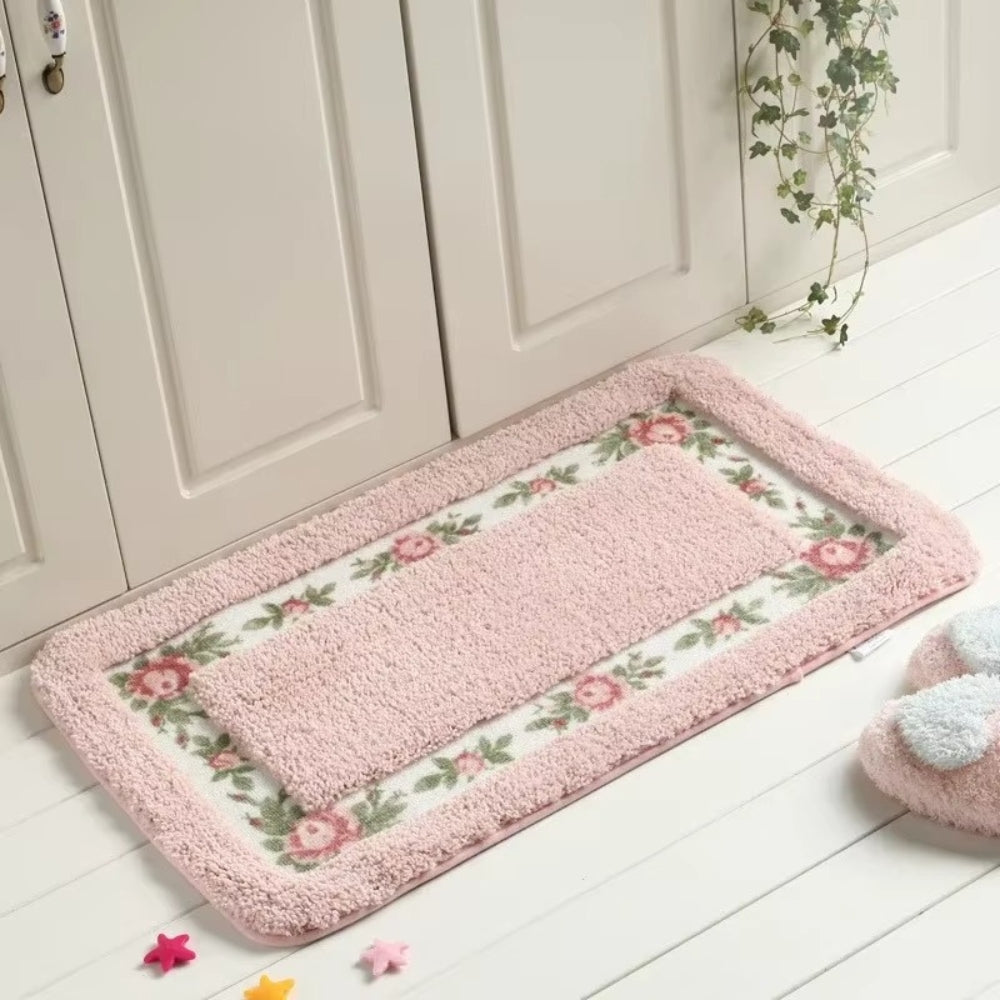 Tapis de bain absorbant à bordure fleurie – Ruby Garden