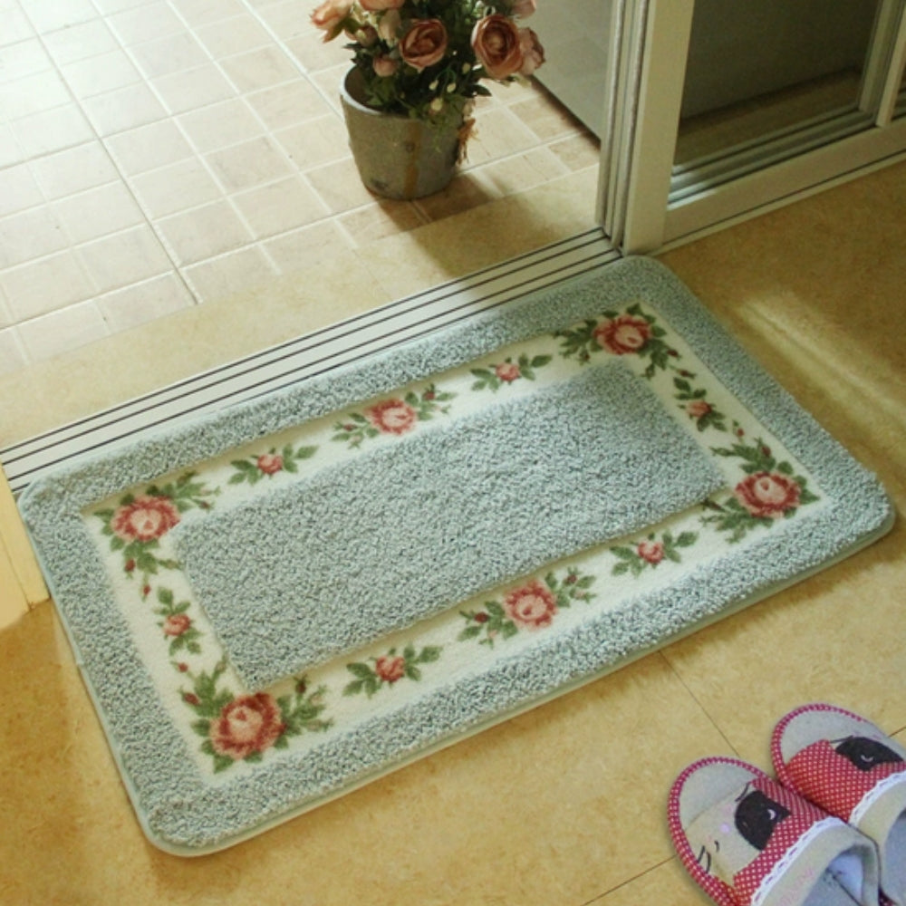 Tapis de bain absorbant à bordure fleurie