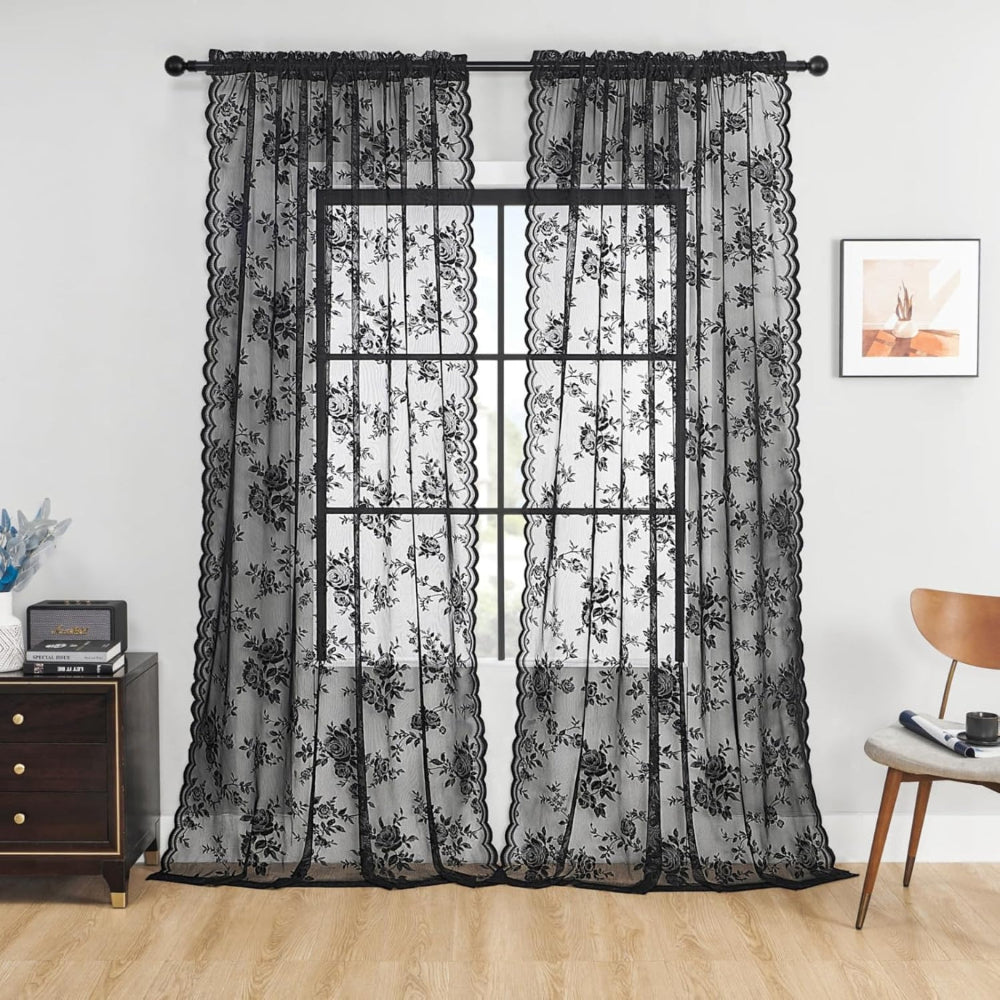 Rideaux voile fleuris – Rose Glow