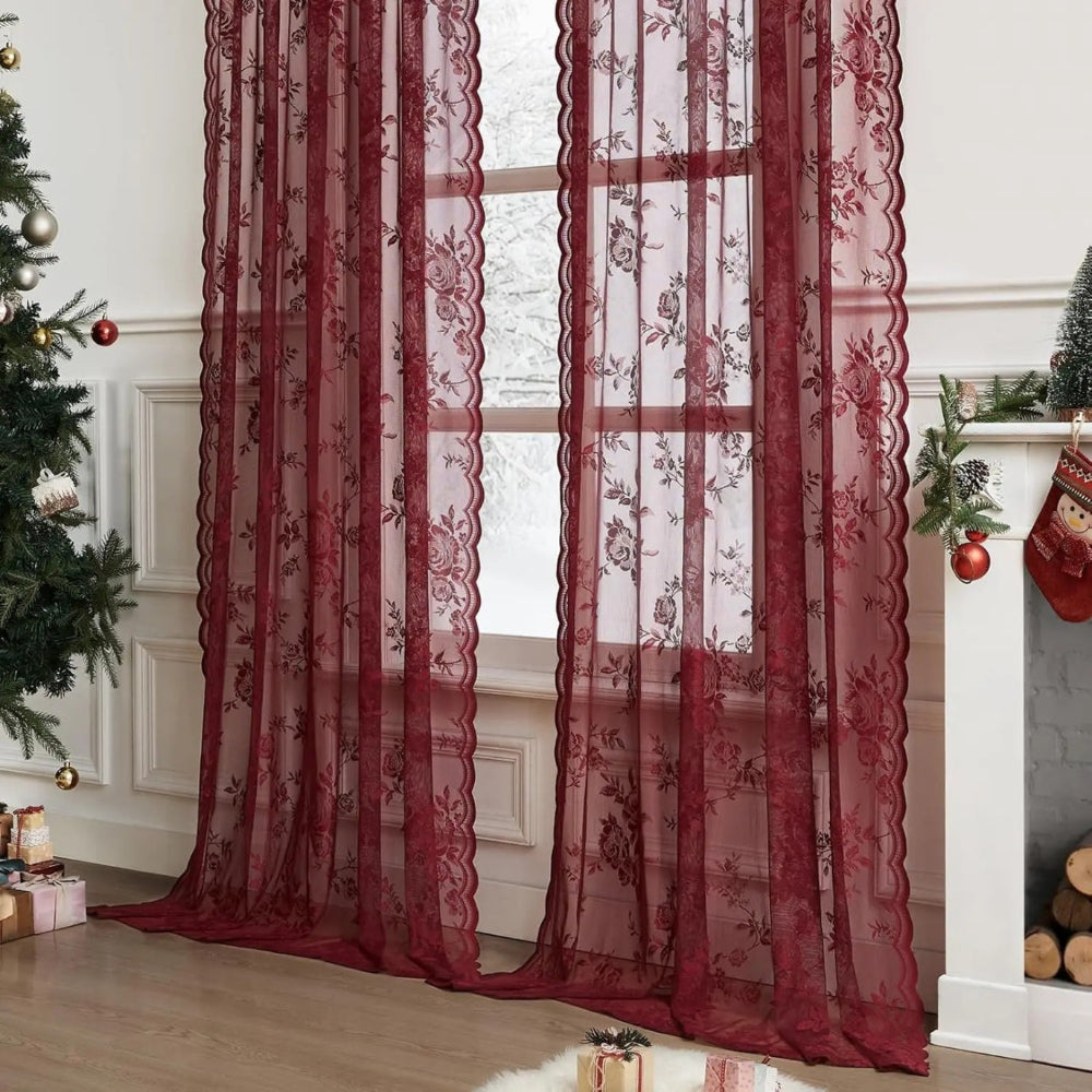 Rideaux voile fleuris