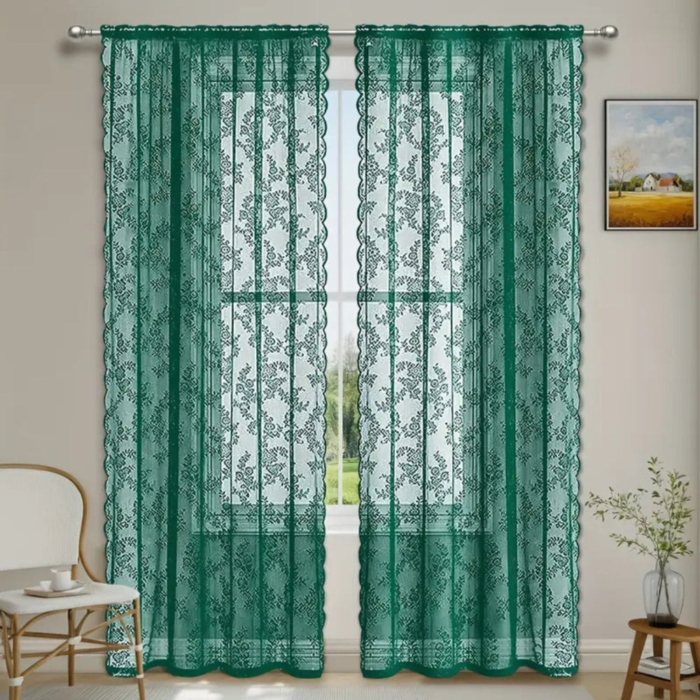 Rideaux voile fleuris