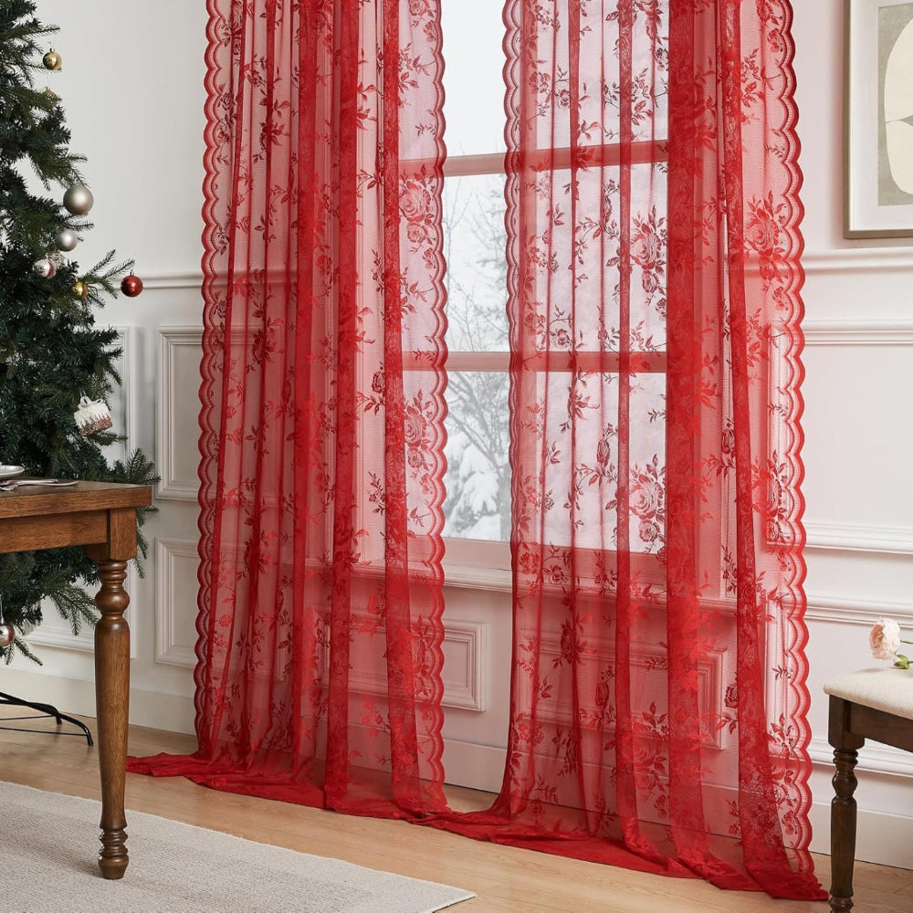 Rideaux voile fleuris