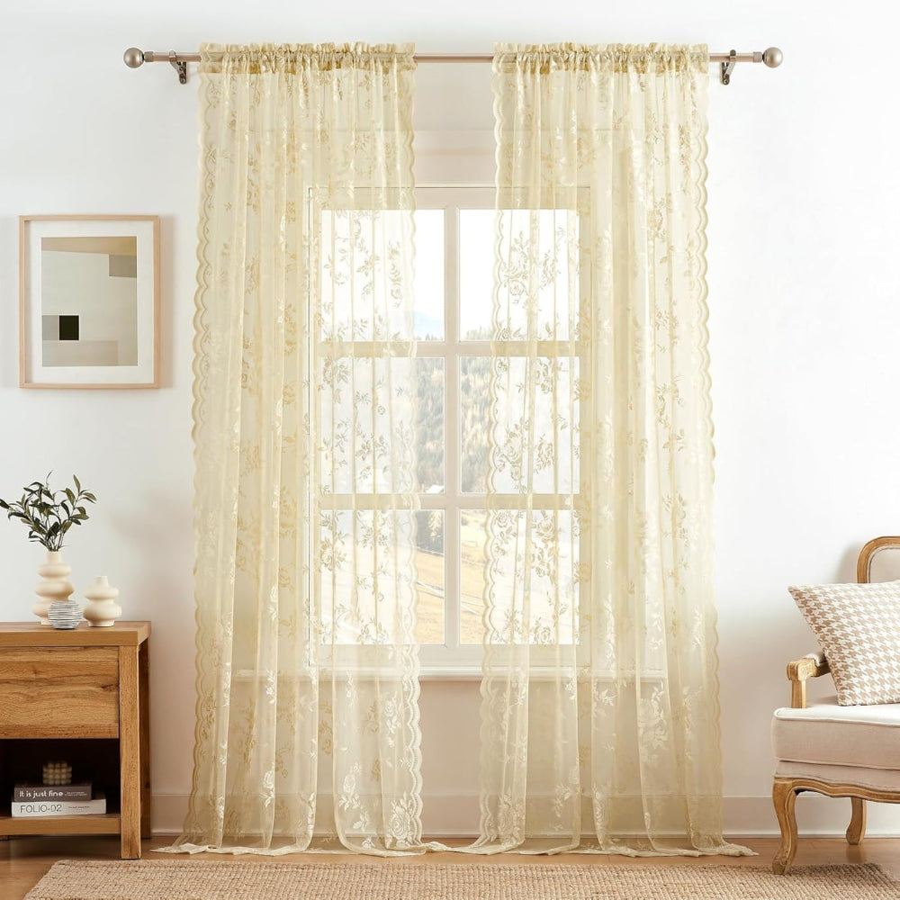 Rideaux voile fleuris