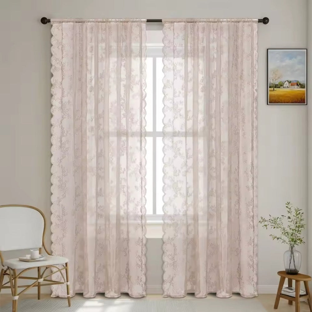 Rideaux voile fleuris