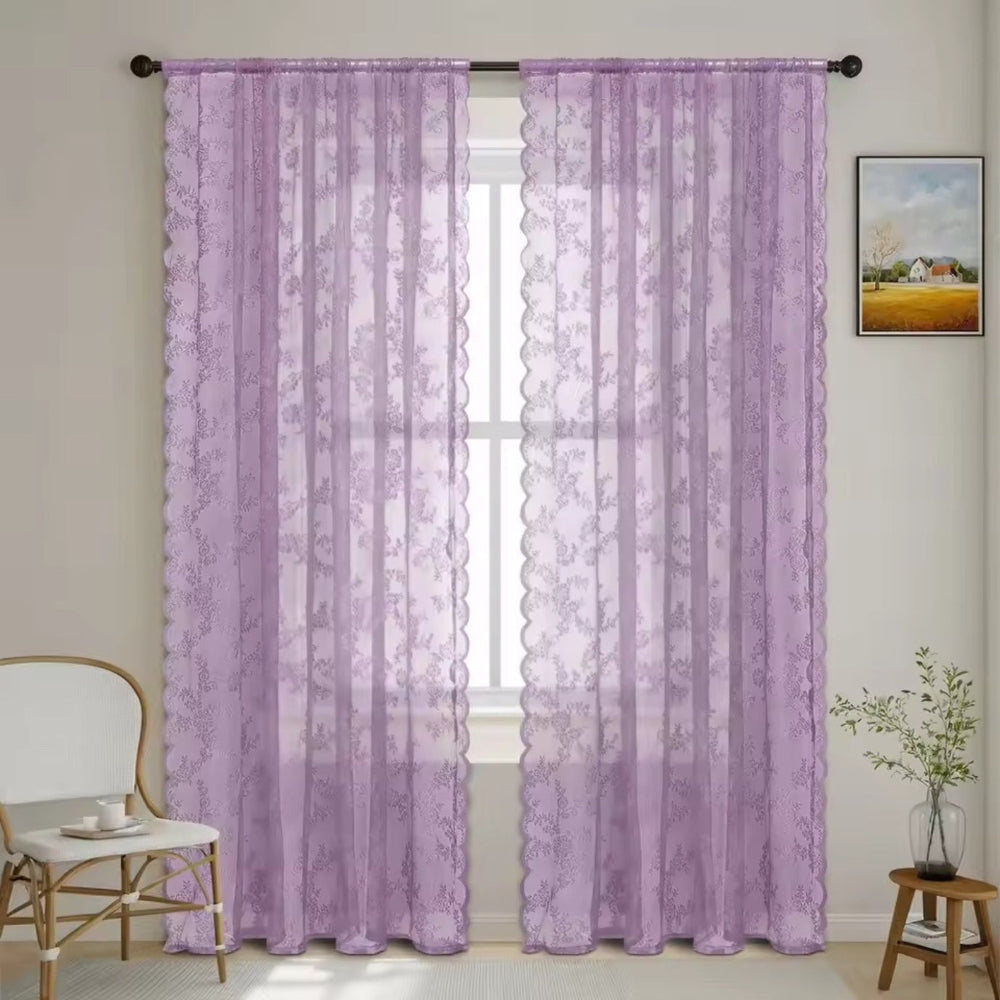 Rideaux voile fleuris