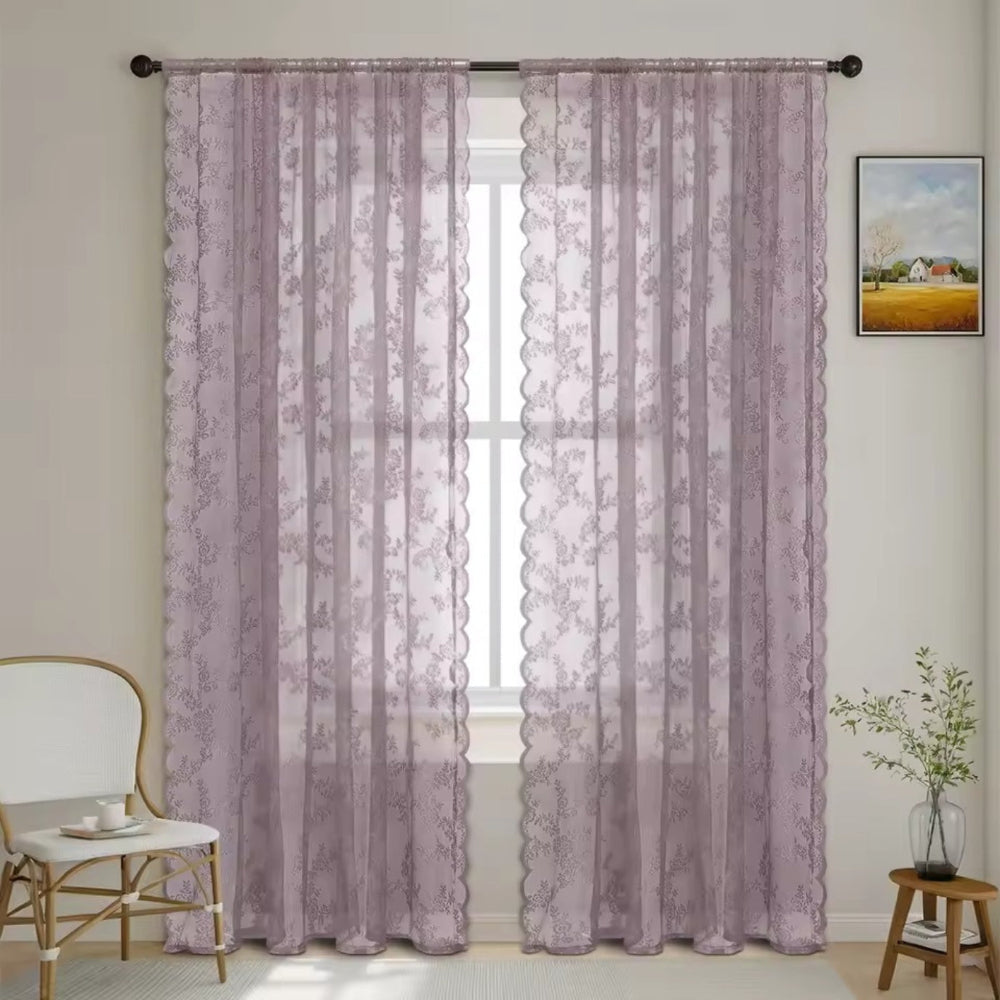 Rideaux voile fleuris
