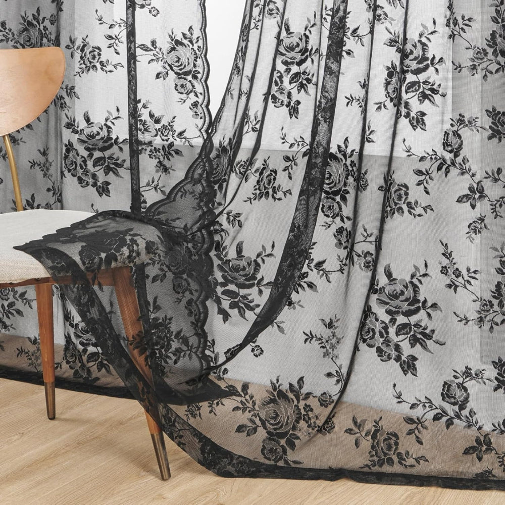 Rideaux voile fleuris