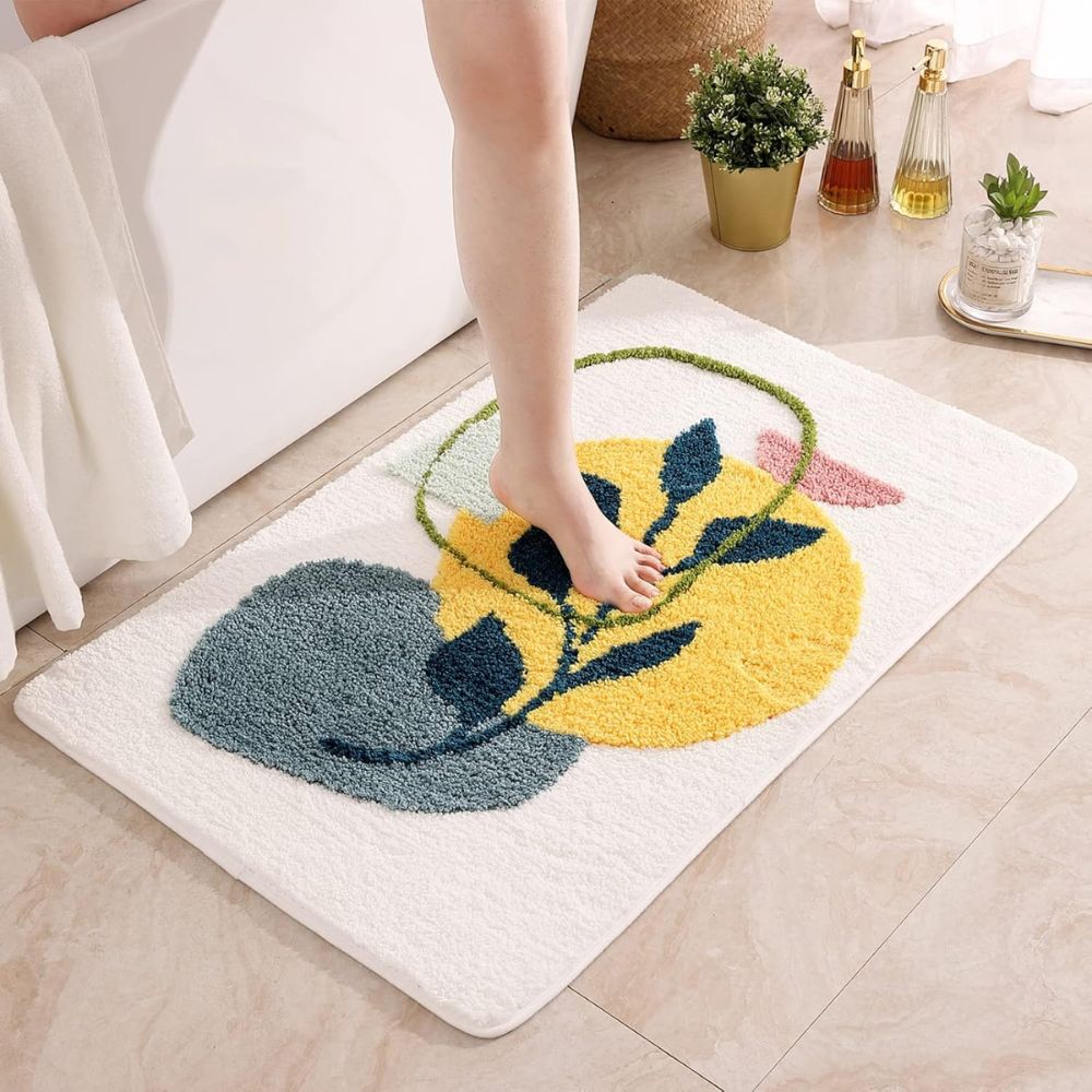 Tapis de bain antidérapant fleuri
