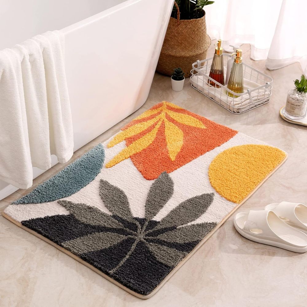 Tapis de bain antidérapant fleuri
