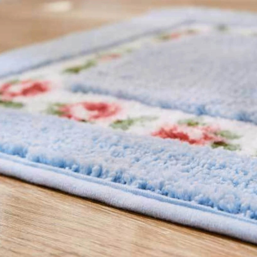 Tapis de bain ovale moelleux fleuri