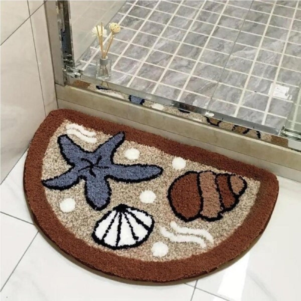 Tapis de bain demi-lune moelleux antidérapant – 18x28"