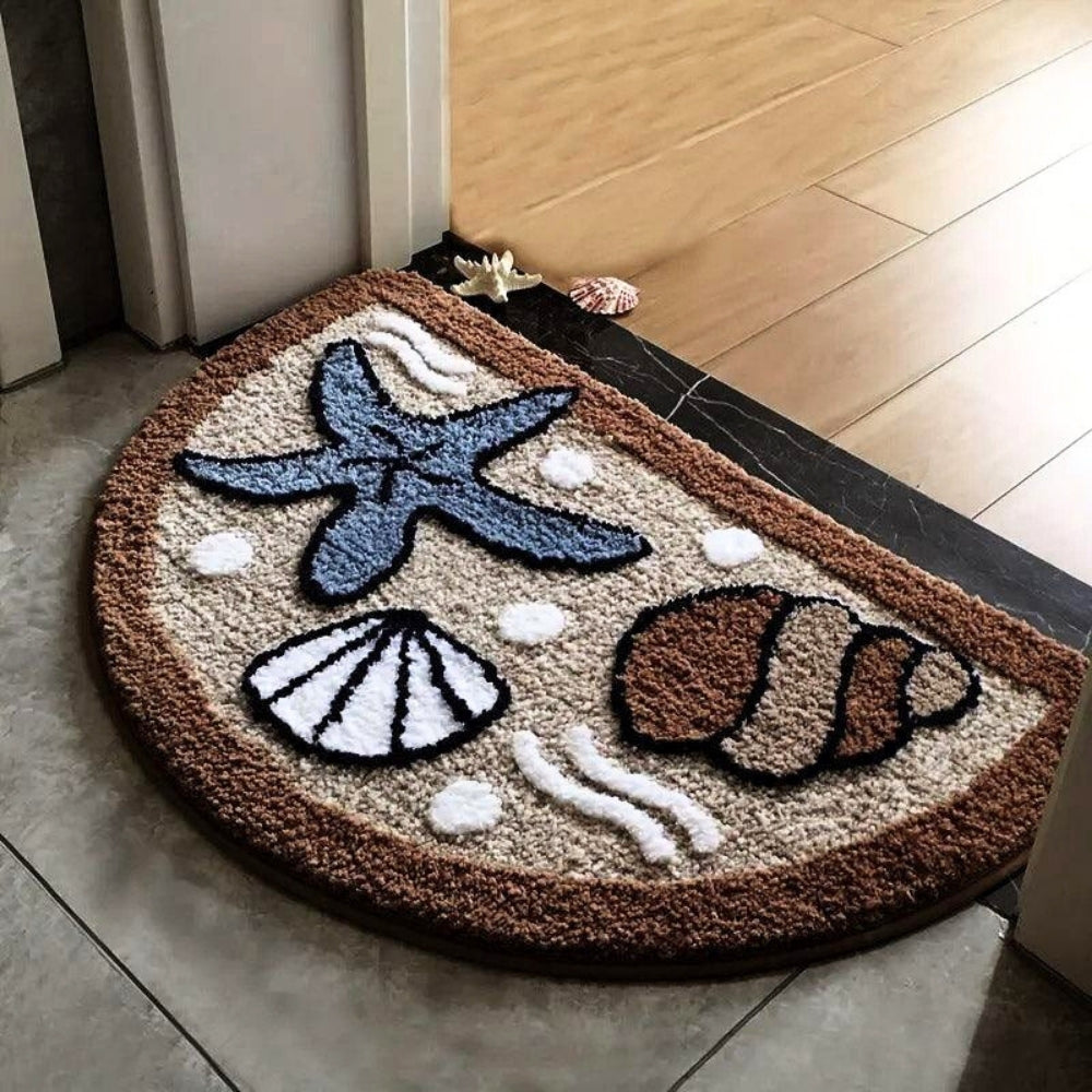 Tapis de bain demi-lune moelleux antidérapant