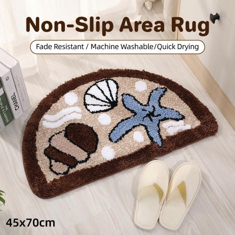 Tapis de bain demi-lune moelleux antidérapant