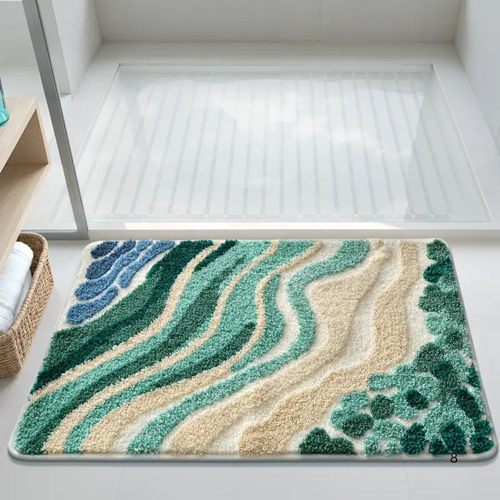 Tapis de bain motif vagues océan