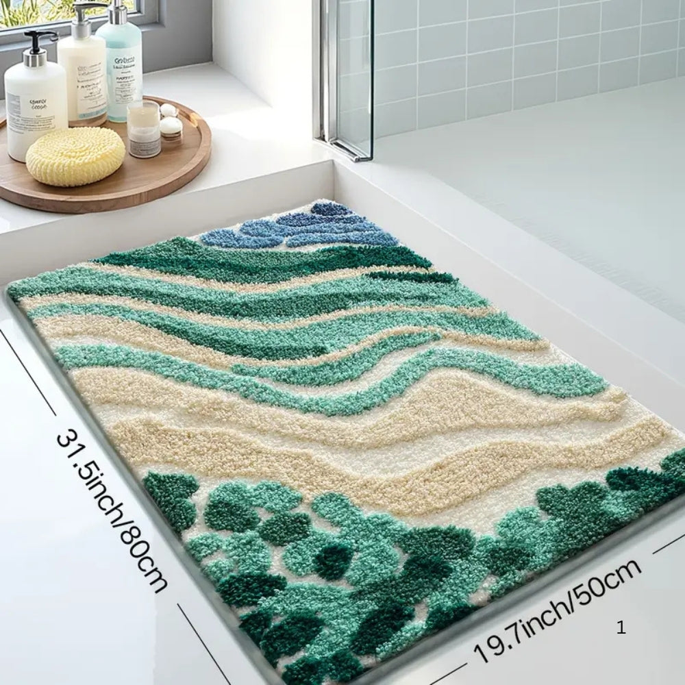 Tapis de bain motif vagues océan