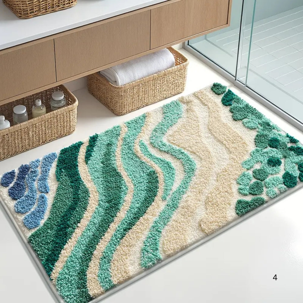Tapis de bain motif vagues océan – 16"x23.5"