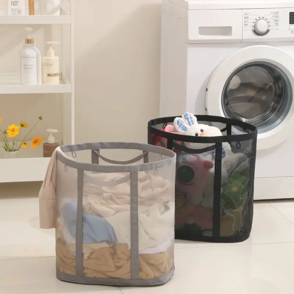 Panier à linge pliable en filet – Rose