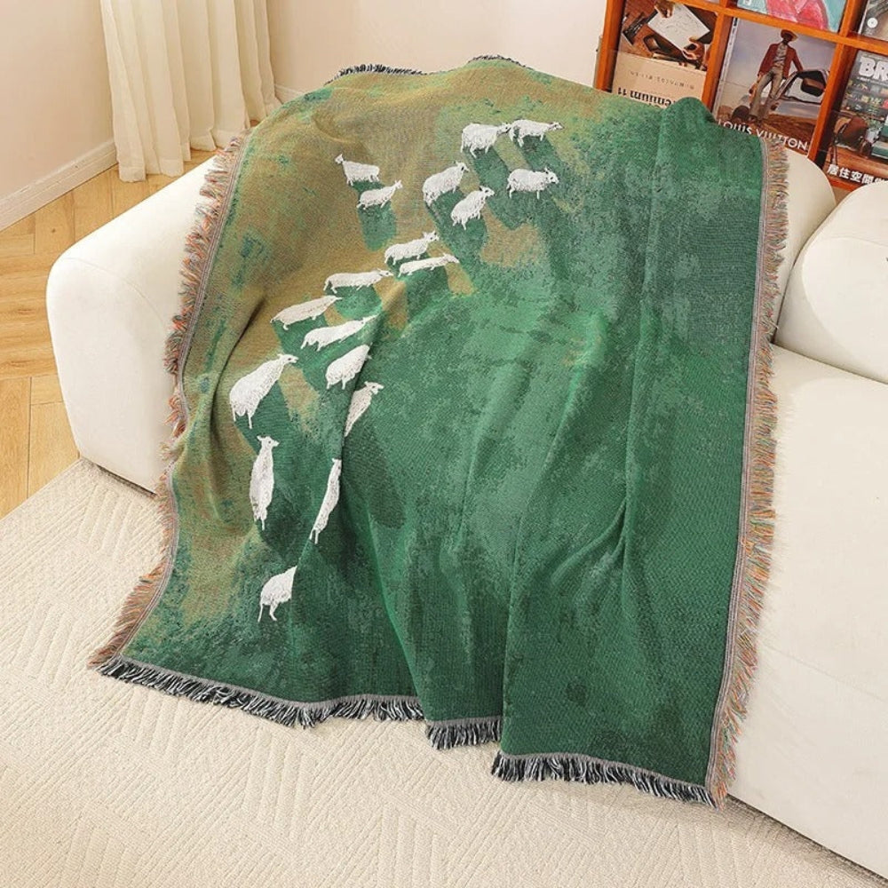 Plaid tissé Frida motif moutons