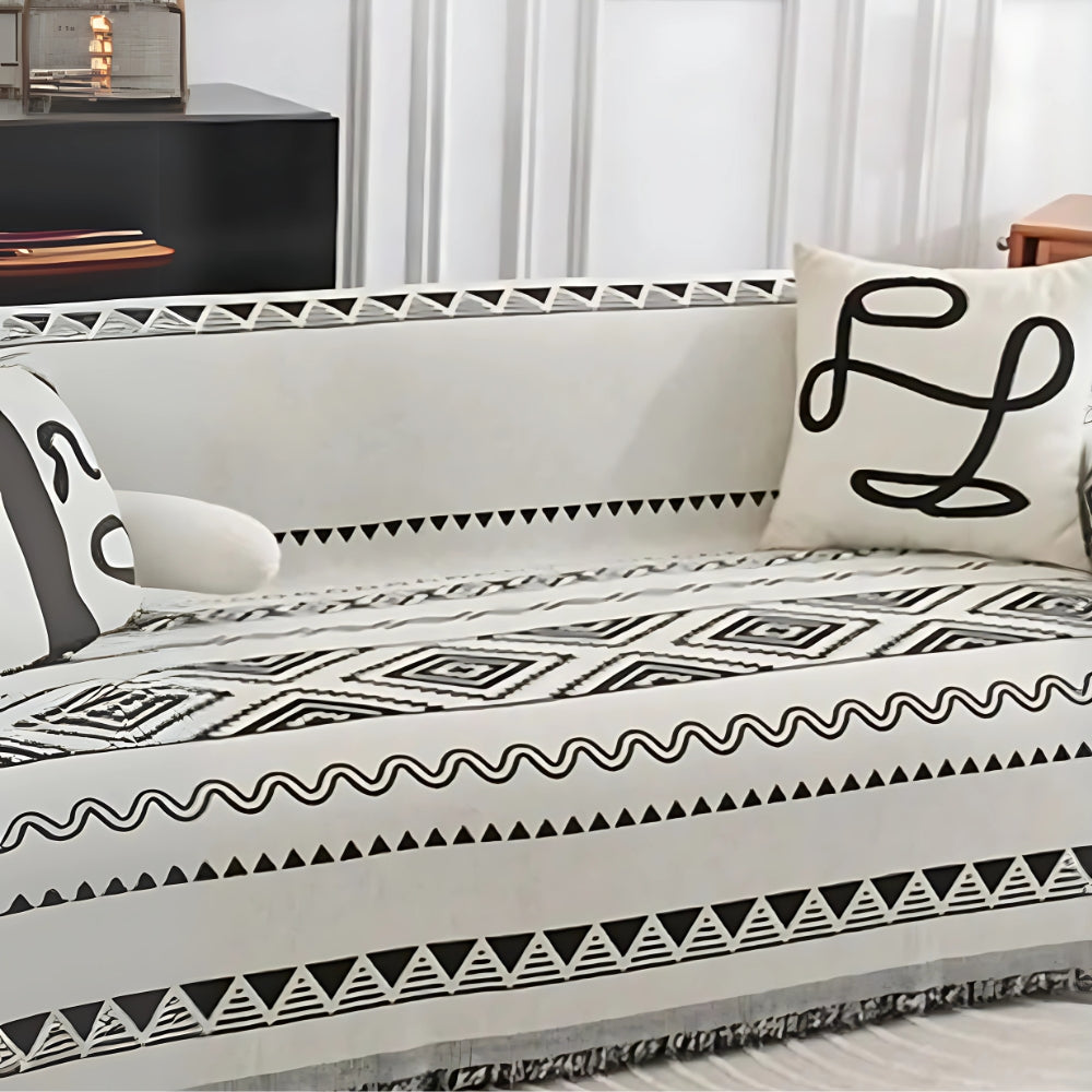 Housse de canapé boho géométrique