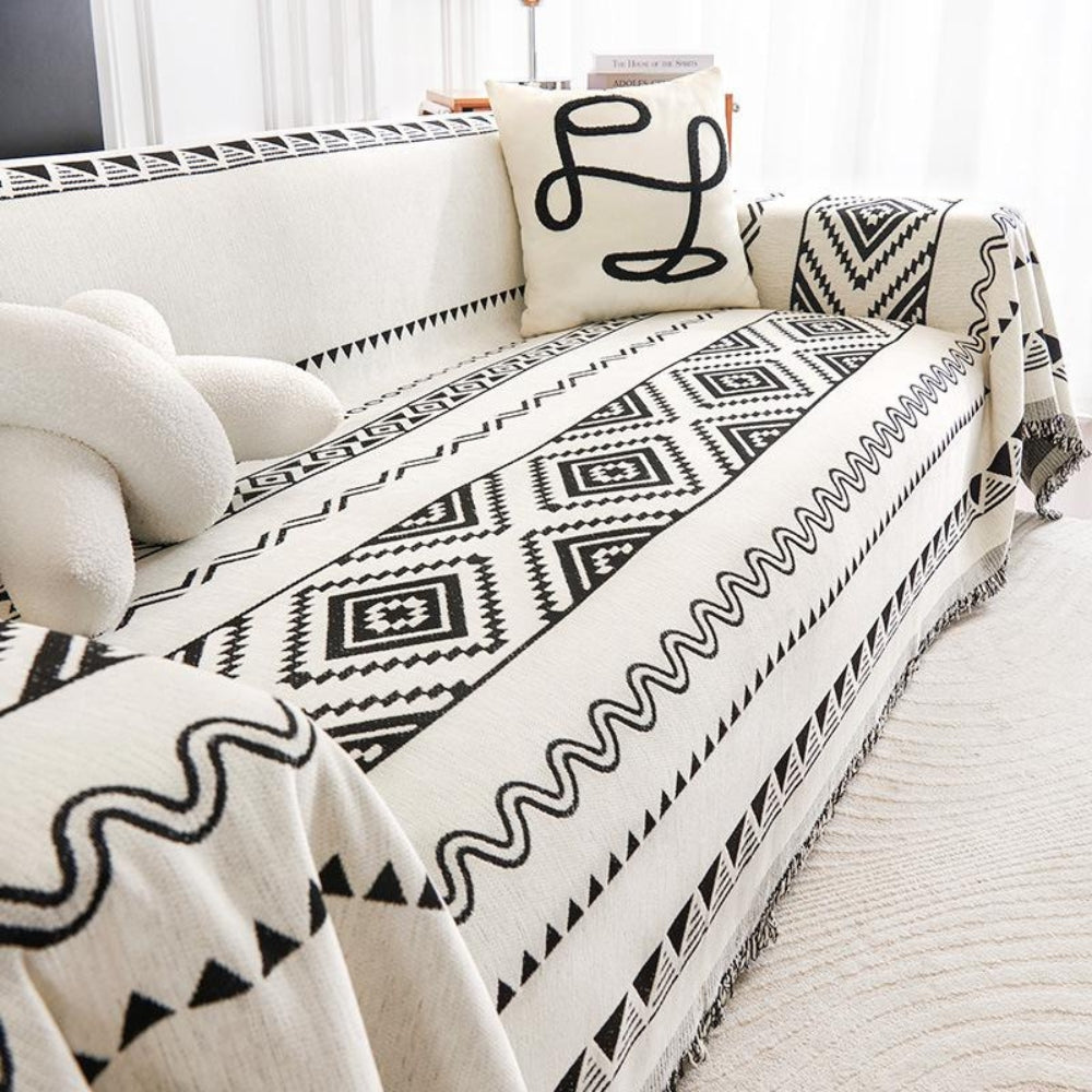 Housse de canapé boho géométrique