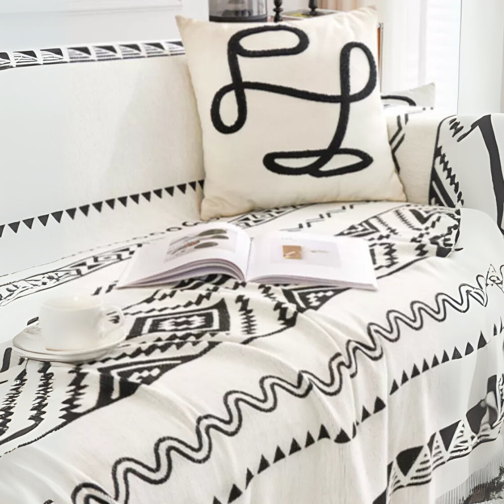 Housse de canapé boho géométrique