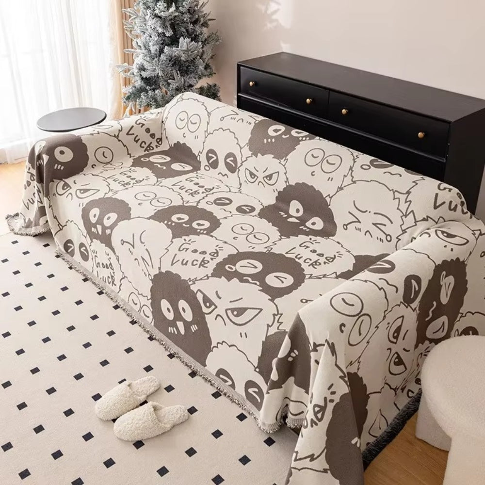 Housse de canapé en chenille motif lutin