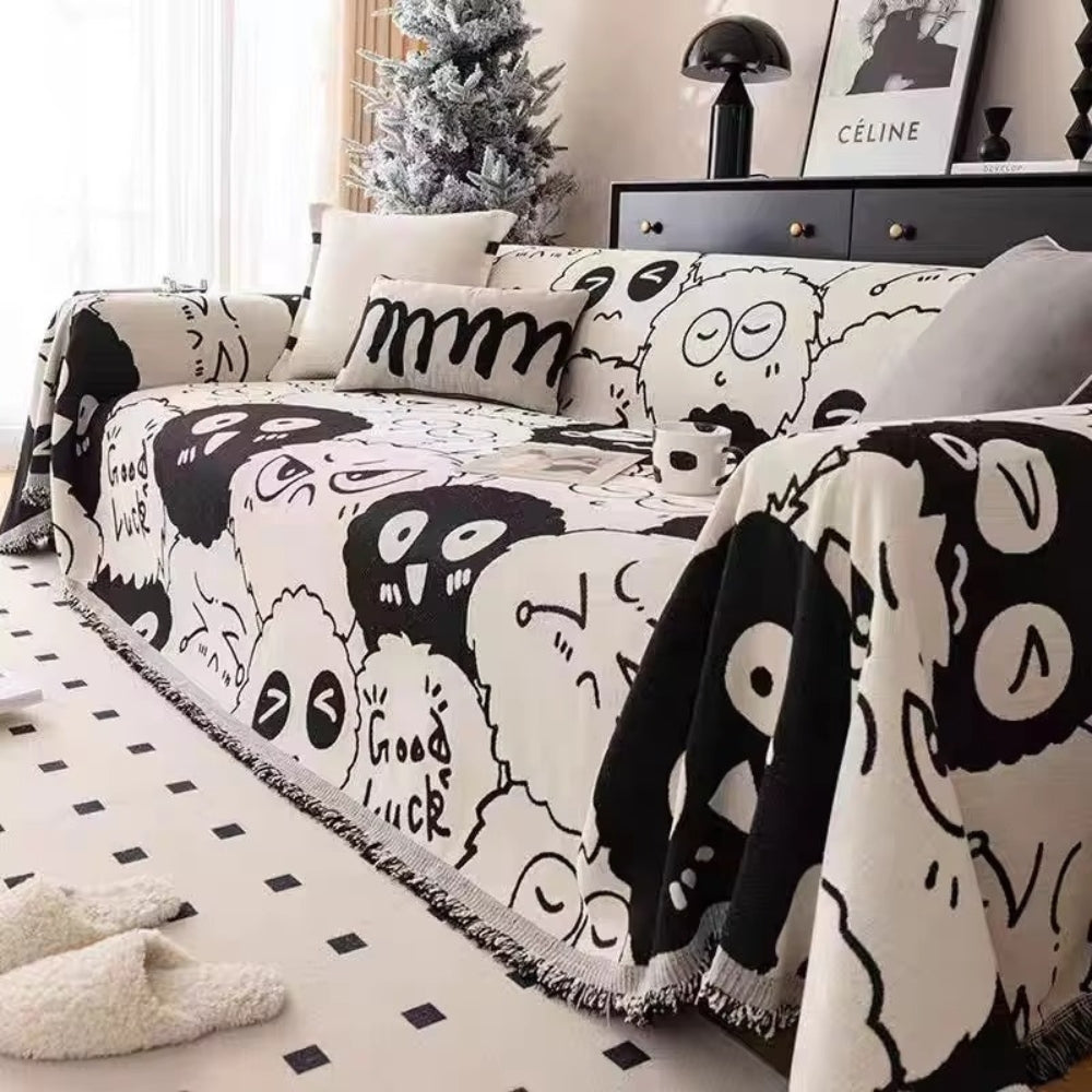 Housse de canapé en chenille motif lutin