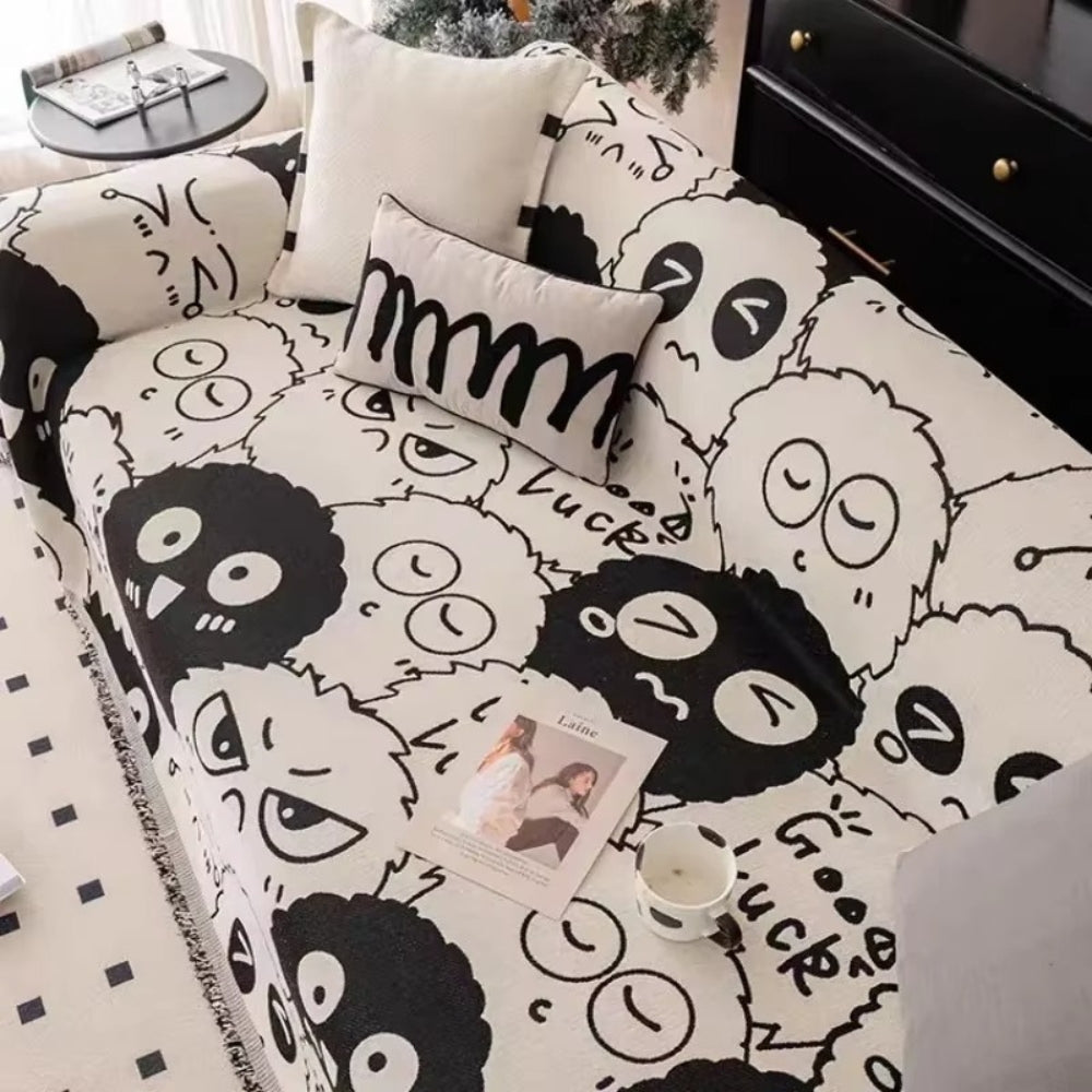 Housse de canapé en chenille motif lutin