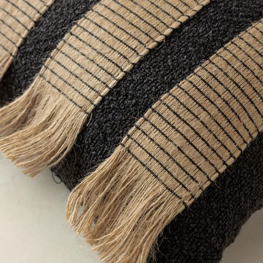 Housse de coussin bohème rayée tissée main