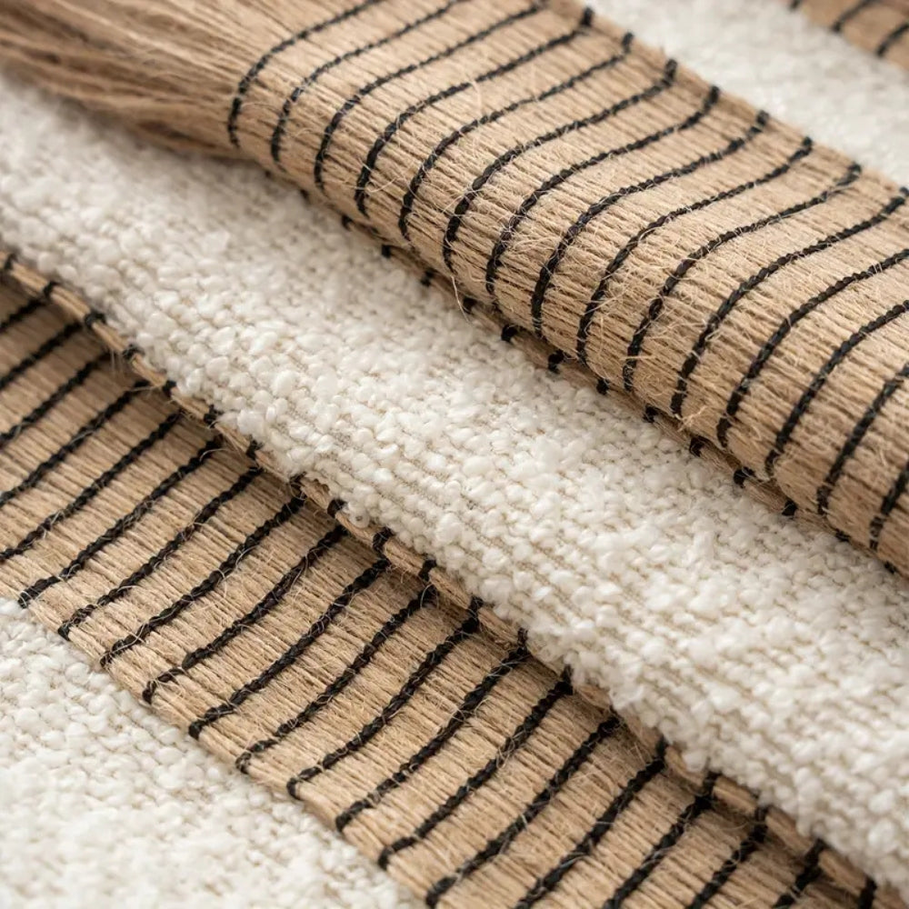 Housse de coussin bohème rayée tissée main