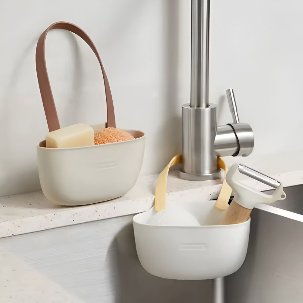 Organisateur d'évier suspendu en silicone – Mocha Beige