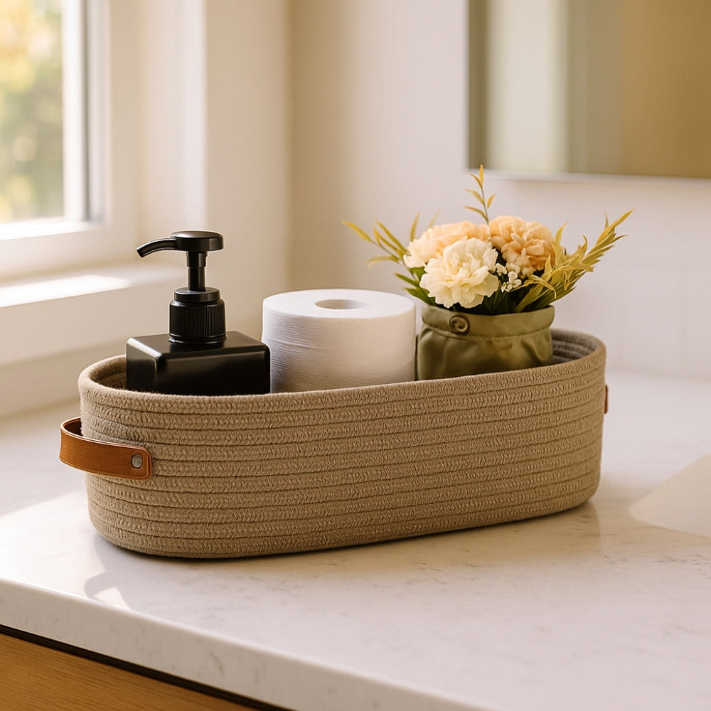 Panier de rangement tressé Harper – Warm Taupe
