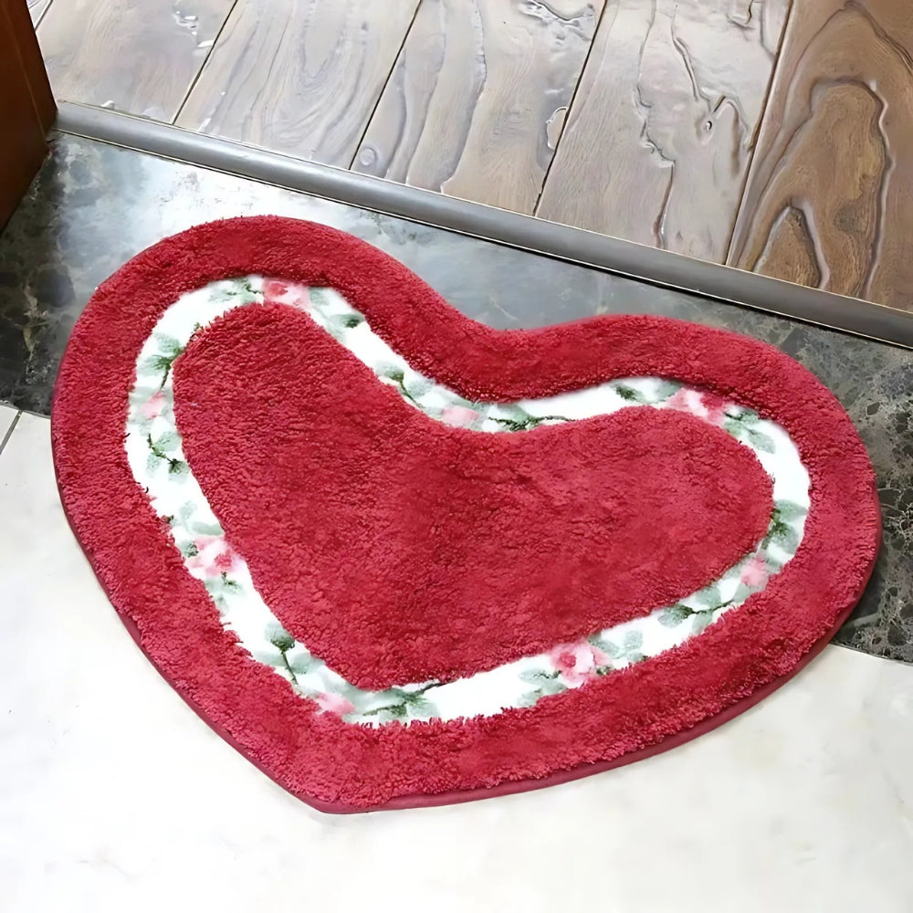 Tapis de bain touffeté cœur fleuri