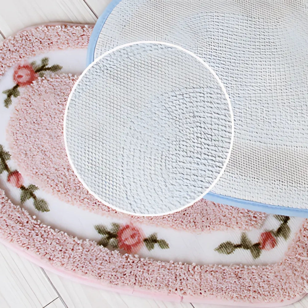 Tapis de bain touffeté cœur fleuri