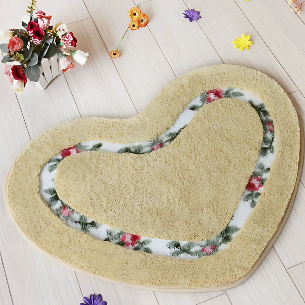 Tapis de bain touffeté cœur fleuri
