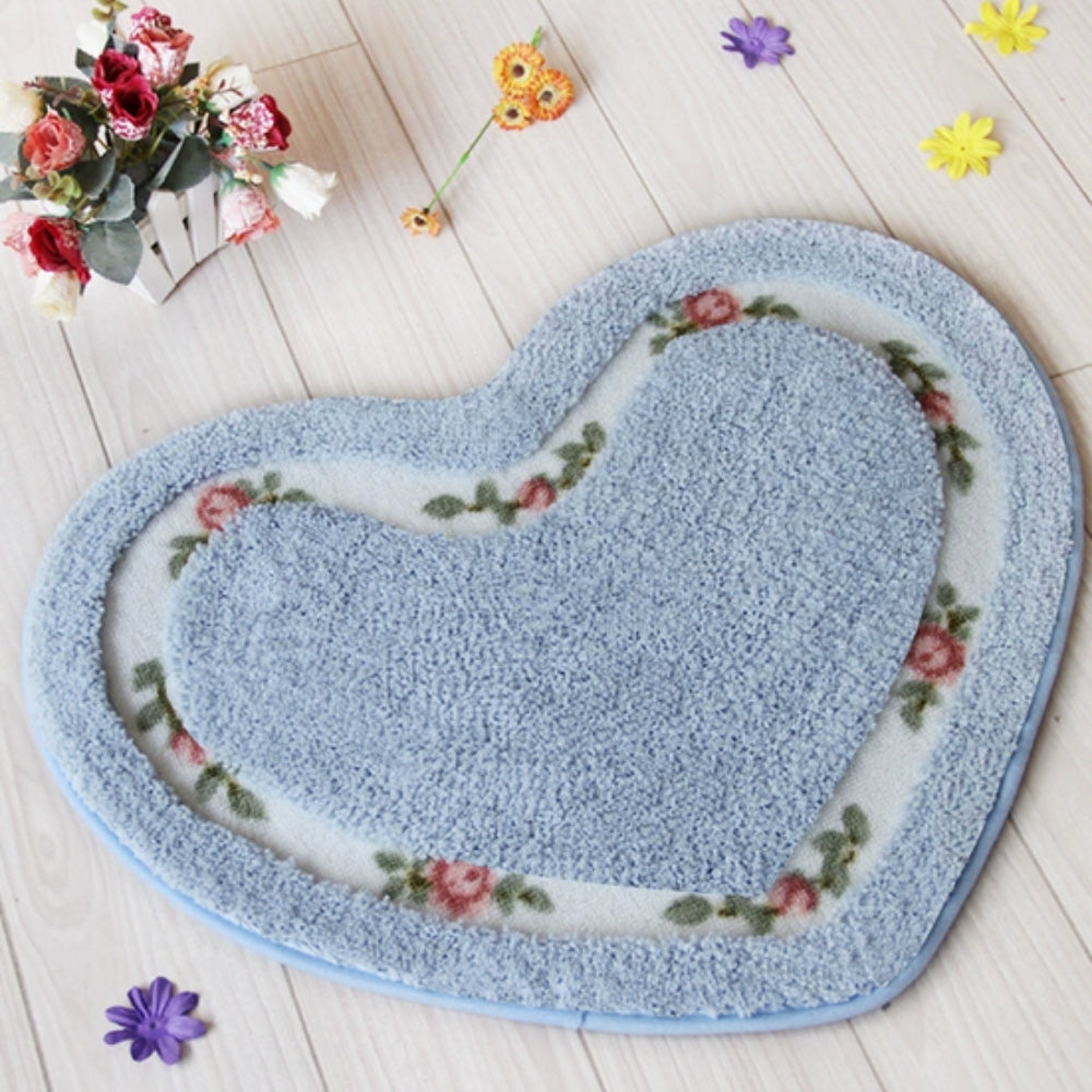 Tapis de bain touffeté cœur fleuri