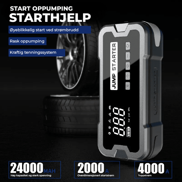 Booster de Batterie 4-en-1 Pro – Démarrage & Compresseur
