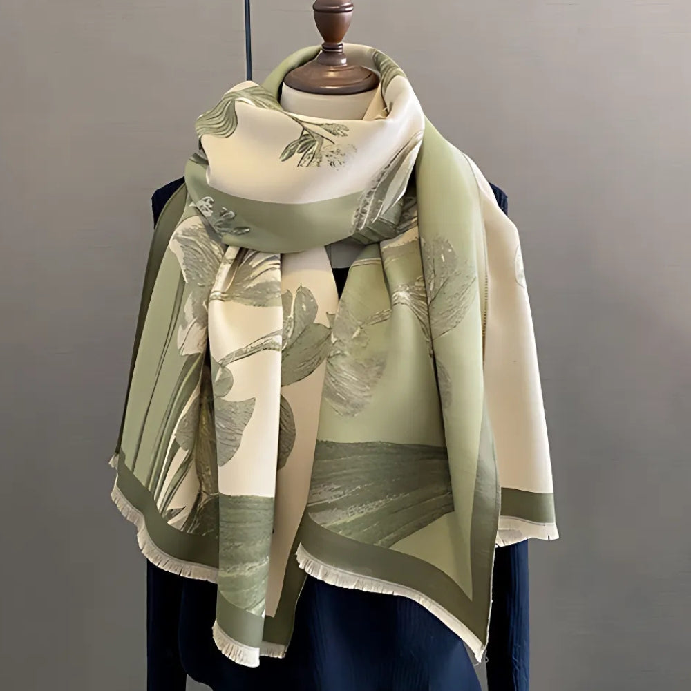 Écharpe-châle douce motif iris