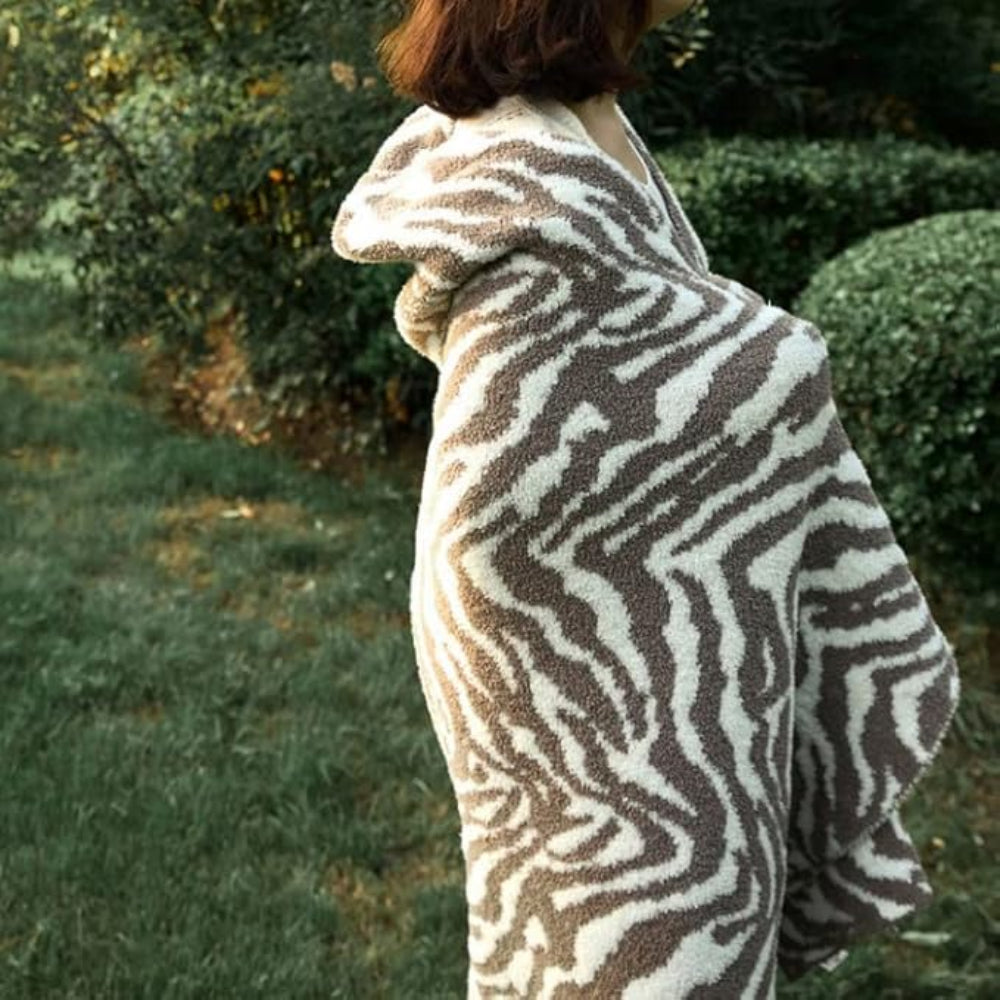 Plaid tricoté motif zèbre