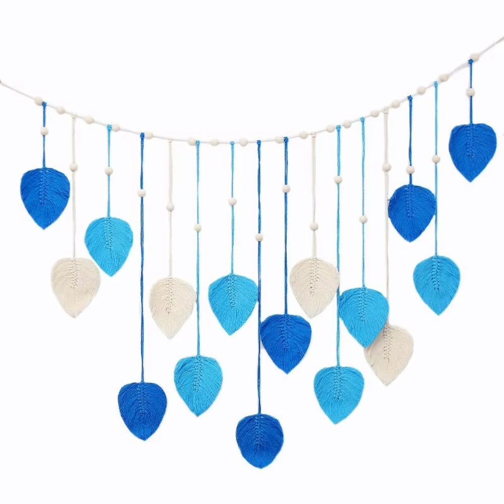 Décoration murale en macramé motif feuilles