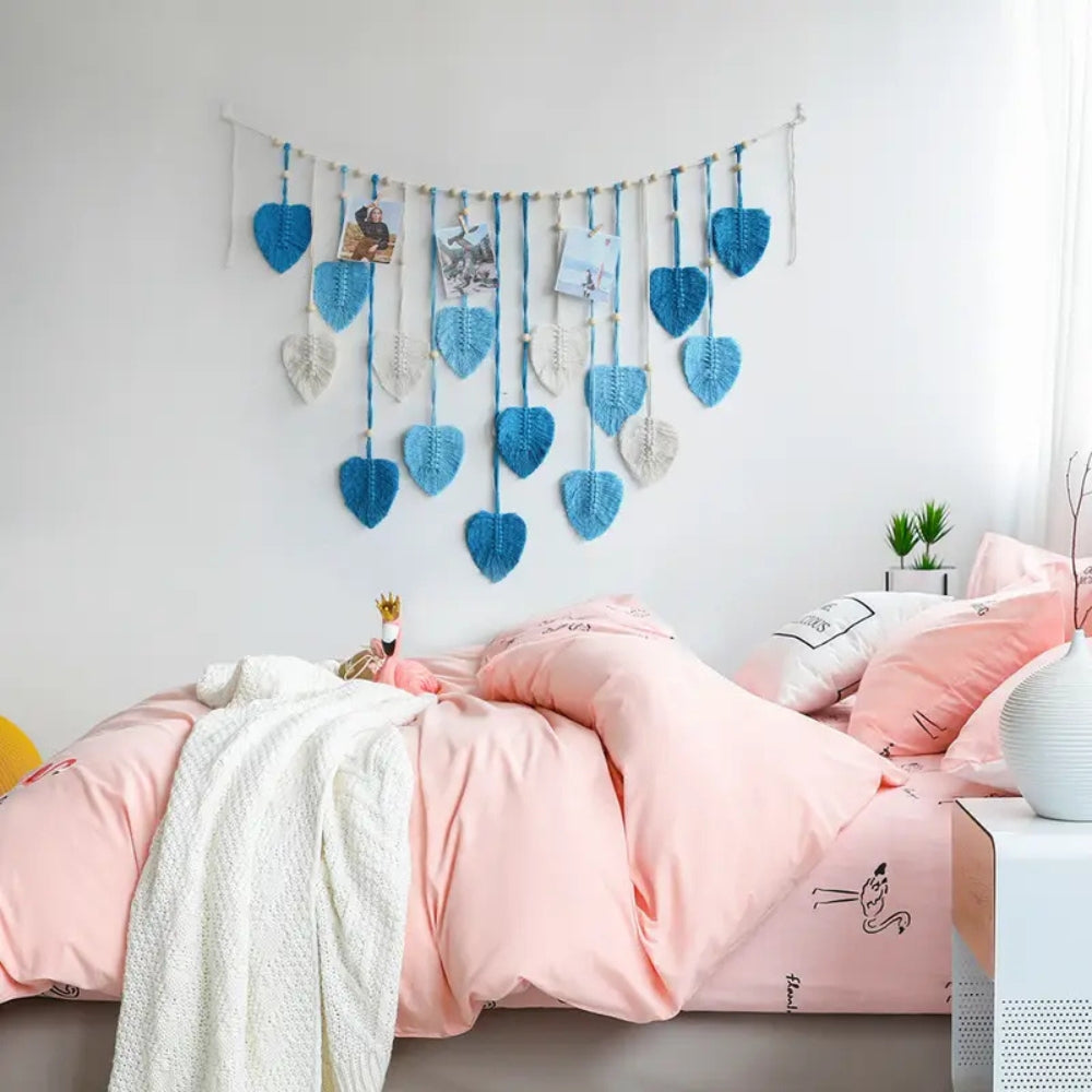 Décoration murale en macramé motif feuilles