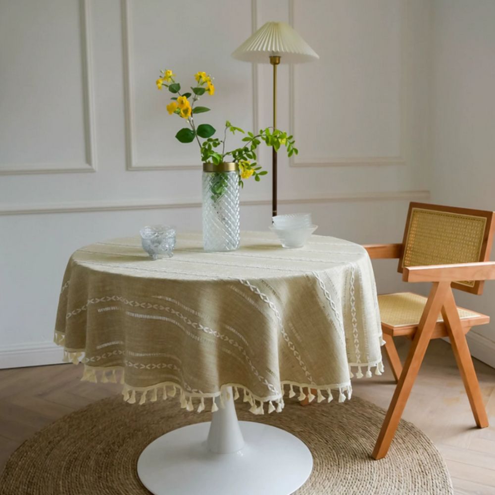 Nappe ronde brodée Leafline