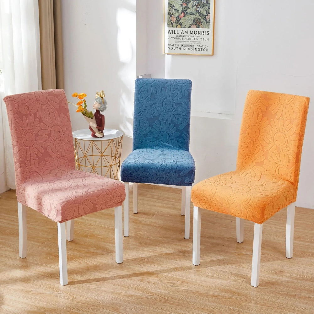 Housse de chaise extensible Fleur smiley – Sunburst Orange