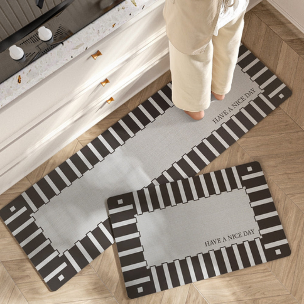 Tapis de cuisine rayé fleuri