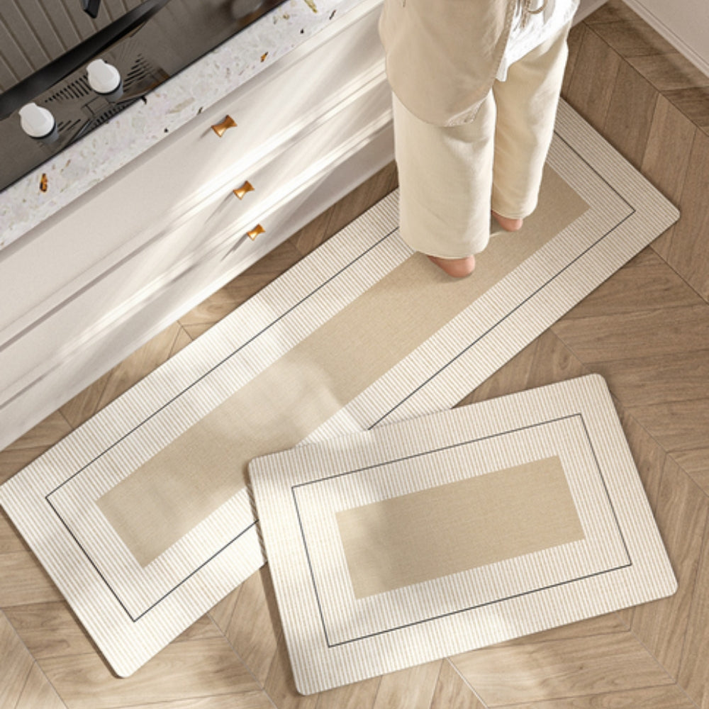 Tapis de cuisine rayé fleuri