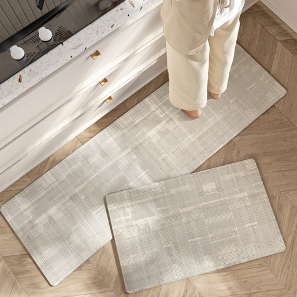 Tapis de cuisine rayé fleuri