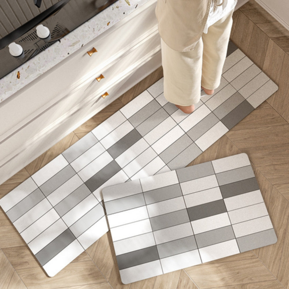Tapis de cuisine rayé fleuri
