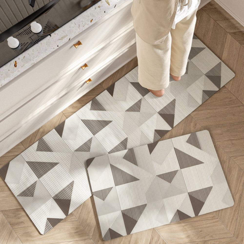Tapis de cuisine rayé fleuri
