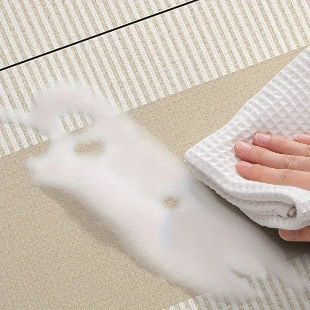 Tapis de cuisine rayé fleuri